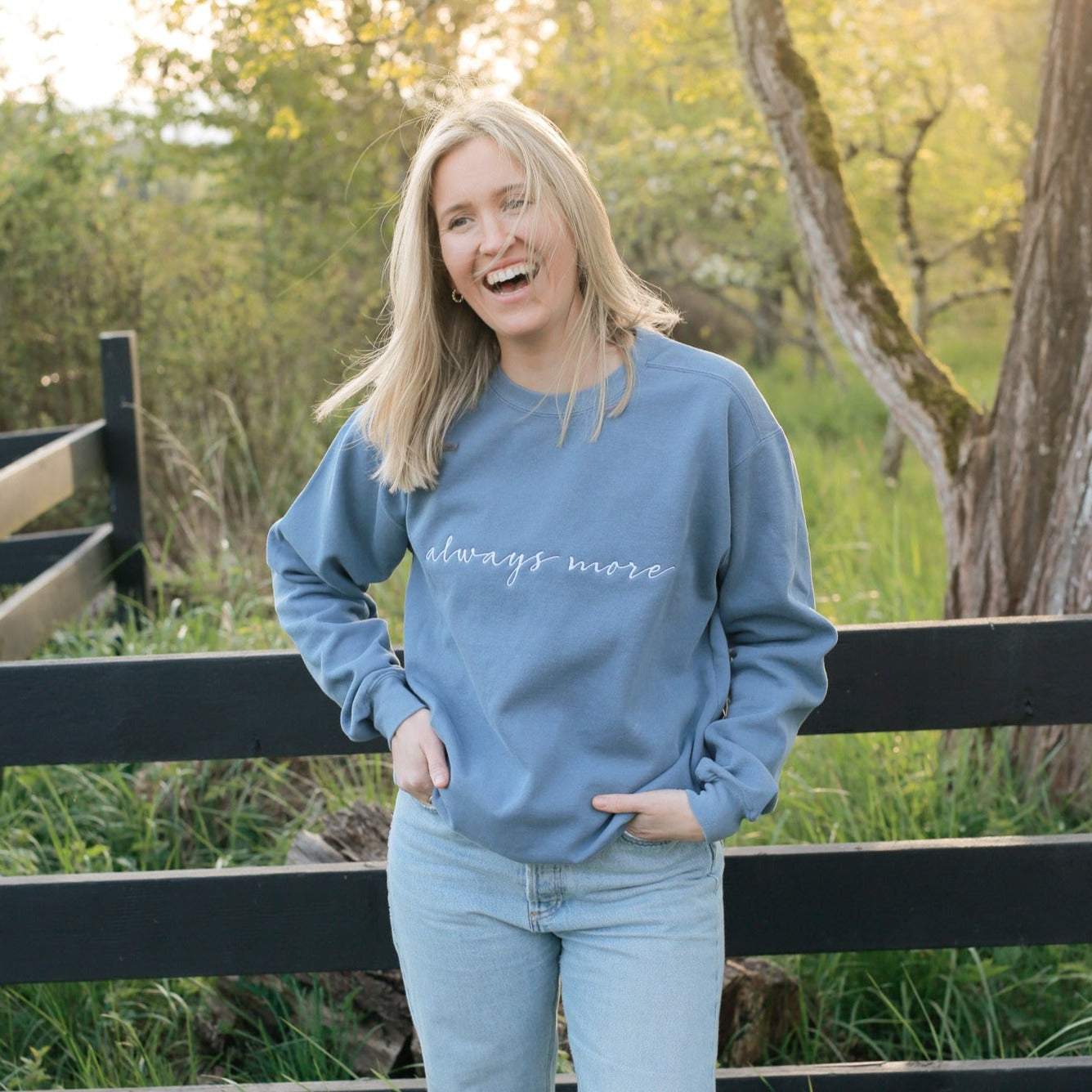 Always More Embroidered Sweatshirt - Blue