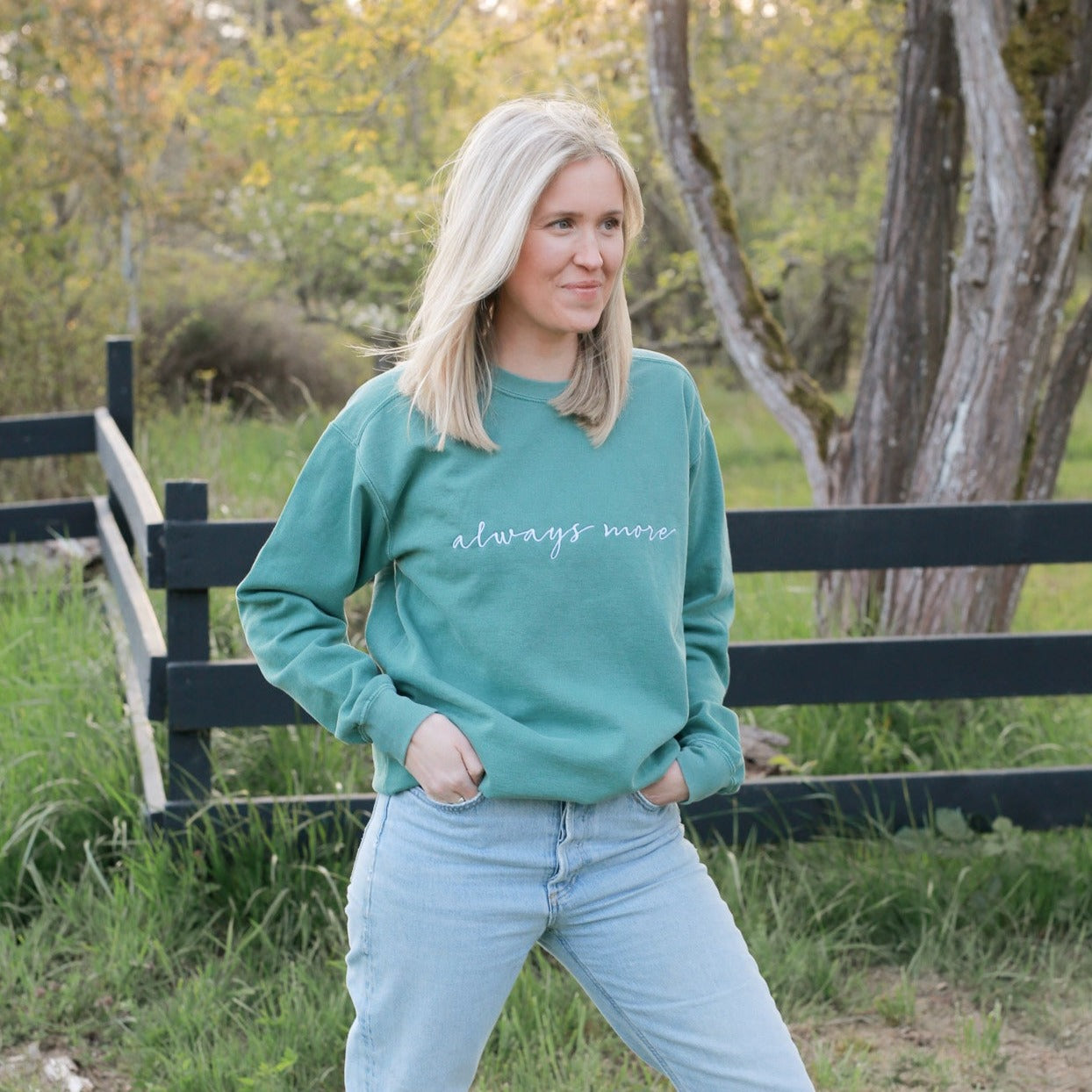 Always More Embroidered Sweatshirt - Green